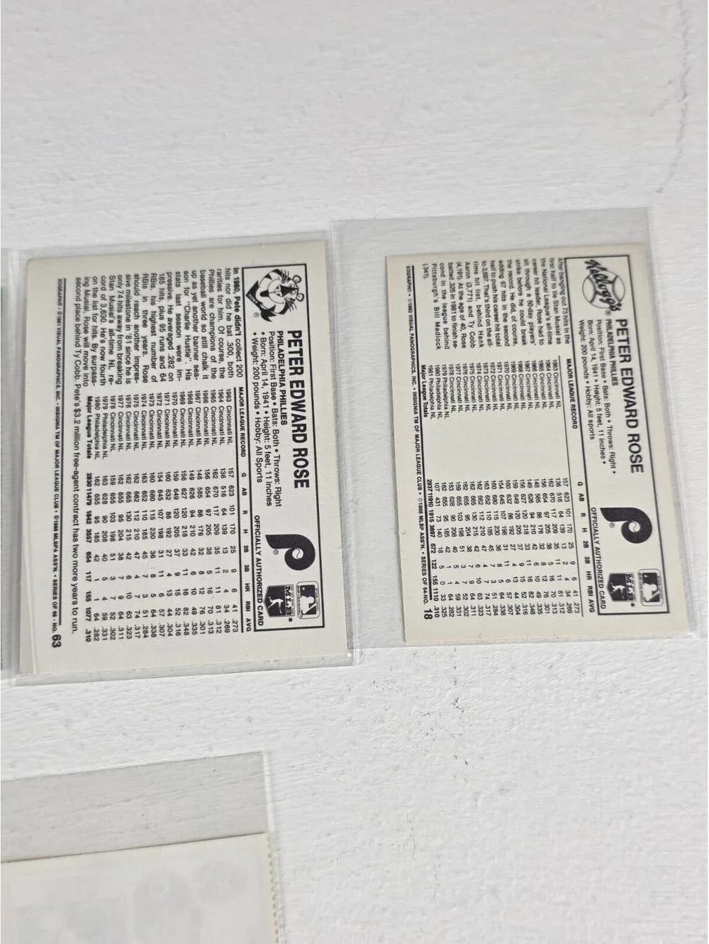 Pete Rose Reds Phillies Kellogg's Card Lot With Grenada Stamp